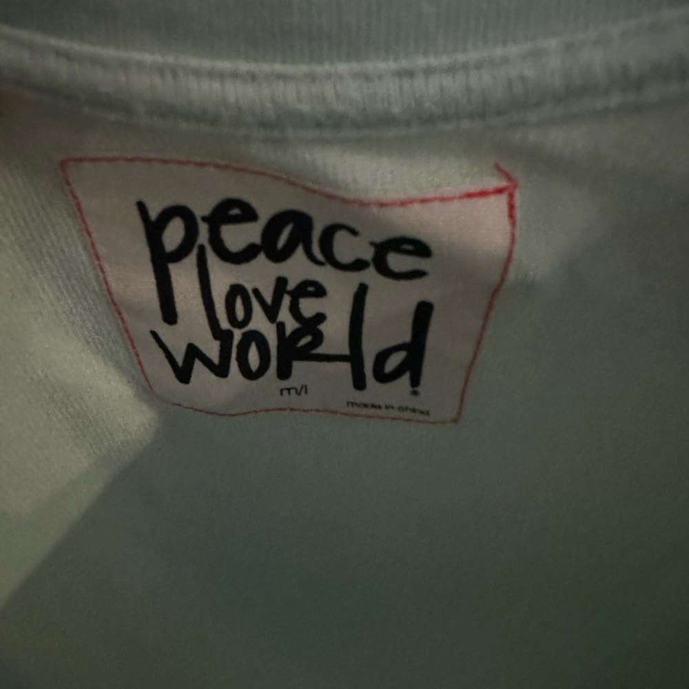 Peace Love World Mint Green Crew Neck Sweater M/L - Picture 3 of 5